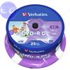 VERBATIM DVD+R DL 8.5GB 8x Cake 25pz VERBATIM Azo InkJet Bianca 22-118 - 43667