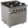 Ristosubito Cucina a gas 4 Fuochi CI Modello RisCu048 con Forno elettrico statico GN 2/1 cm L 68,5 x P 53 x 35 H Potenza Gas 24 kW Dim. cm L.80 P.70 H.85