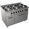 Ristosubito Cucina a gas 6 Fuochi CI Modello RisCu060 con Forno elettrico statico GN 2/1 cm L 68,5 x P 53 x 35 H Vano neutro con porta Potenza Gas 36 kW Dim. cm L.120 P.70 H.85