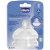 Chicco Natural Feeling - Tettarella in Silicone 6M+ Flusso Pappa, 2 Pezzi