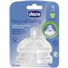 Chicco Natural Feeling - Tettarella in Silicone 4M+ Flusso Regolabile, 2 Pezzi