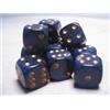 Chessex Set 12 dadi D6 Golden Cobalt 16mm Speckled (giallo/cobalto) CHX25737