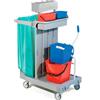 FORCAR Carrello Multiuso per Pulizia - Strizzatore e Portasacco - Secchio Lt 15 - Portascope e Cassetto Scorrevole