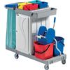 FORCAR Carrello Multiuso per Pulizia - Strizzatore e Portasacchi - N° 4 Secchi Lt 4 e N° 2 Secchi Lt 15