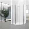Novellini Box Doccia Young 2.0 R2 Semicircolare - Misura : 100x100 ( 97.5/99.5 ) - Profili: Bianco - Cristalli: Trasparente
