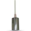 V-TAC PORTALAMPADA E27 PENDENTE CROMO CORDONE BIANCO VT-7338-LED3755