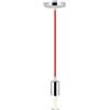 V-TAC PORTALAMPADA E27 PENDENTE CROMO CORDONE ROSSO VT-7338-LED3791