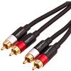 Amazon Basics 2 cavi audio RCA per amplificatori, diffusori attivi o subwoofer, con connettori placcati oro, 2.4 m, nero