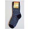Hirsch Natur Calzino corto in lana sottile, motivo norvegese blu