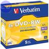 VERBATIM DVD+RW 4.7GB 4x Jewel 5pz VERBATIM SERL ReWritable - 43229