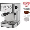 Sirge Macchina per Caffe Espresso e Cappuccino con 3 filtri per caffe macinato e Cialde di carta Lussy