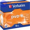 VERBATIM DVD-R 4.7GB 16x Jewel 5pz VERBATIM Azo - 43519
