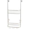 InterDesign iDesign 46165EU Portaoggetti doccia da appendere, Piccolo porta oggetti per doccia con 2 cestelli e 3 doppi ganci, Portaoggetti da appendere nel box doccia in metallo, argento
