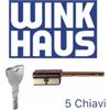 WINKHAUS Cilindro profilo Europeo di sicurezza con asse rasabile per pomolo 5 Chiavi 30/30 (60mm.)