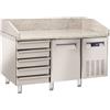 CoolHead Tavolo refrigerato/Banco Pizza ventilato Modello QZ16+VRX15/38 a una porta con una cassettiera 5 cassetti e refrigeratore di vaschette P395 mm