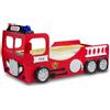 Plastiko Lettino camion sam il pompieri fire truck single in mdf per bambini con luci sul tettino