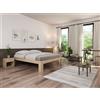 Vivere Zen Letto in legno massello artigianale - Tako chiaro (Misure Est. 147,5x207,5 (Int. 140x200) + doghe)