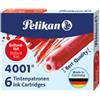 PELIKAN Cartucce inchiostro 4001 (TP-6) - lunghezza 39mm - rosso - Pelikan - conf. 6 pezzi (unità vendita 1 pz.)