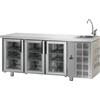 Tecnodom Tavolo Refrigerato 3 Porte a Vetro GN 1/1 - Lavello Destro Vasca Singola