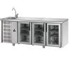 Tecnodom Tavolo Refrigerato 3 Porte a Vetro GN 1/1 - Lavello Sinistro Vasca Singola