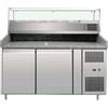 Amitek Banco Pizza Refrigerato 2 Porte con Vetrina 5 Bacinelle GN1/3 + 1 Bacinella GN1/2