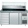 Amitek Banco Pizza Refrigerato Ventilato 1 Porta - 7 Cassetti - Vetrina 7 Bacinelle GN1/4