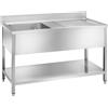 Amitek Lavello in Acciaio Inox con Alzatina e Ripiano Basso - 1 Vasca - Profondità Cm 60