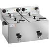 Amitek Friggitrice Elettrica da Banco FE88R - Rubinetto di Scarico - N° 2 Vasche 6 Litri