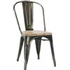 Ristosubito Sedia da interno impilabile TESR Struttura in metallo zincato Effetto anticato Seduta in legno Modello 1077-MC001DW Dim. cm L.36 P.36 H.85