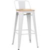 Ristosubito Sgabello da interno TESR Struttura in metallo verniciato Seduta in legno Modello 1083-MC012W Dim. cm L.30 P.30 H.98.5