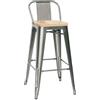 Ristosubito Sgabello da interno TESR Struttura in metallo verniciato e vernice trasparente Seduta in legno Modello 1068-MC012PTW Dim. cm L.30 P.30 H.98