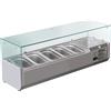FORCAR Vetrina Refrigerata Ingredienti Pizzeria in Acciaio Inox 304 - Profondità Cm 33 - N° 5 vaschette GN1/4