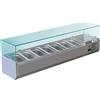 FORCAR Vetrina Refrigerata Ingredienti Pizzeria in Acciaio Inox 304 - Profondità Cm 33 - N° 7 vaschette GN1/4