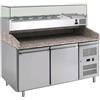 Forcar Tavolo refrigerato/Banco Pizza TN con vetrina porta ingredienti Modello PZ2600TN38-FC in acciaio inox AISI 210 Ventilato 2 porte refrigerate