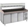 Forcar Tavolo refrigerato/Banco Pizza TN con vetrina porta ingredienti Modello PZ3600TN38-FC in acciaio inox AISI 210 Ventilato 3 porte refrigerate