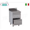 Cassettiera in acciaio inox AISI 304 con 2 cassetti su guide con alzatina, Linea 600 700