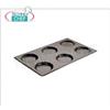 Teglia Gastro-norm 1 1 antiaderente con 6 stampi diametro cm 12,5, dim. cm. 53x32,5