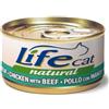 LifeCat Natural per Gatto in Scatoletta da 85 gr Gusto Filetti di Pollo e Manzo