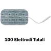 I-TECH Scatola di 25 buste con 4 ELETTRODI ADESIVI PREGELLATI a cavetto attacco femmina 2 mm - dim 50x90 mm. TRASPORTO GRATUITO