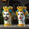 CERAMICHE CALTAGIRONE Testa di Moro ceramica Siciliana Caltagirone Donna cm 35