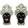 VERUS Teste di moro siciliane Uomo-Donna in ceramica Caltagirone Verus Verde cm 45