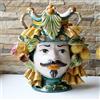 CERAMICHE CALTAGIRONE Testa Ceramica Caltagirone Uomo Verde H.25