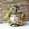CERAMICHE CALTAGIRONE Testa Ceramica Caltagirone Donna Verde H.25