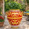 CERAMICHE CALTAGIRONE Giara Grande Ceramica cm 75 Rossa.
