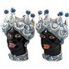 VERUS Testa di moro in ceramica siciliana di Caltagirone Verus Donna-Uomo Blu cm 45