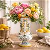 CERAMICHE CALTAGIRONE Portafiori in Ceramica Siciliana Decorato con Limoni e Agrumi - H 35 cm