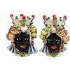 CERAMICHE CALTAGIRONE Coppia Teste Ceramica Con Frutta H.25