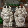 VERUS Teste di moro Ceramica Siciliana Caltagirone Verus Donna-Uomo Anticata h.48