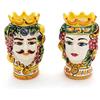 CERAMICHE CALTAGIRONE Coppia Teste Ceramica Con Frutta H.13