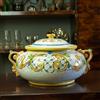 CERAMICHE CALTAGIRONE Porta biscotti in Ceramica Siciliana Clatagirone Giallo Antico L. 35 cm